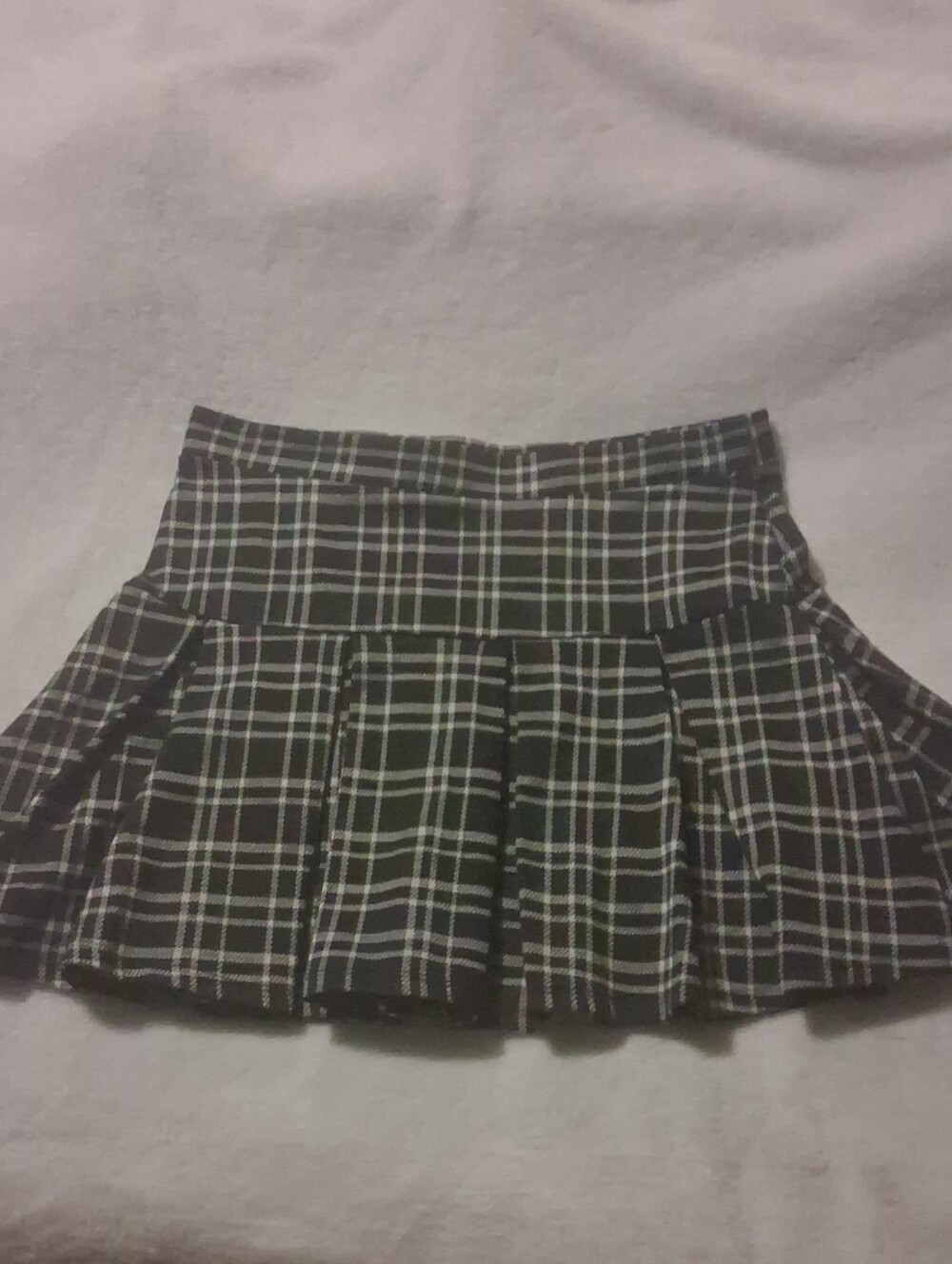 Black and White Plaid Pleated Skater Skirt